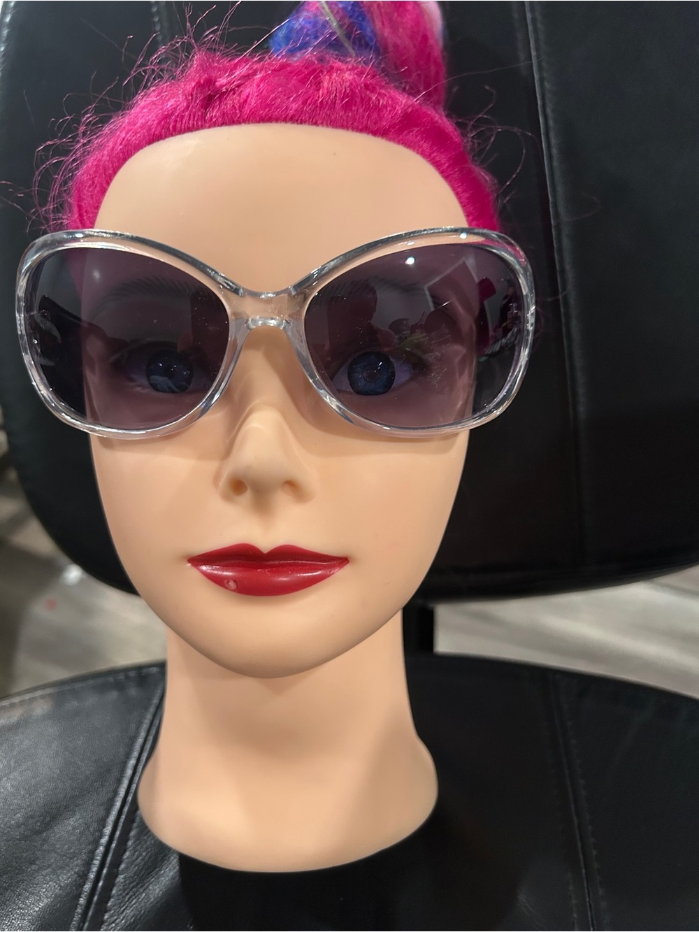 DG Eyewear Clear Oversized Womens Sunglasses with Gradient Gray Lenses